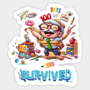 100 days of school teacher survived Sticker